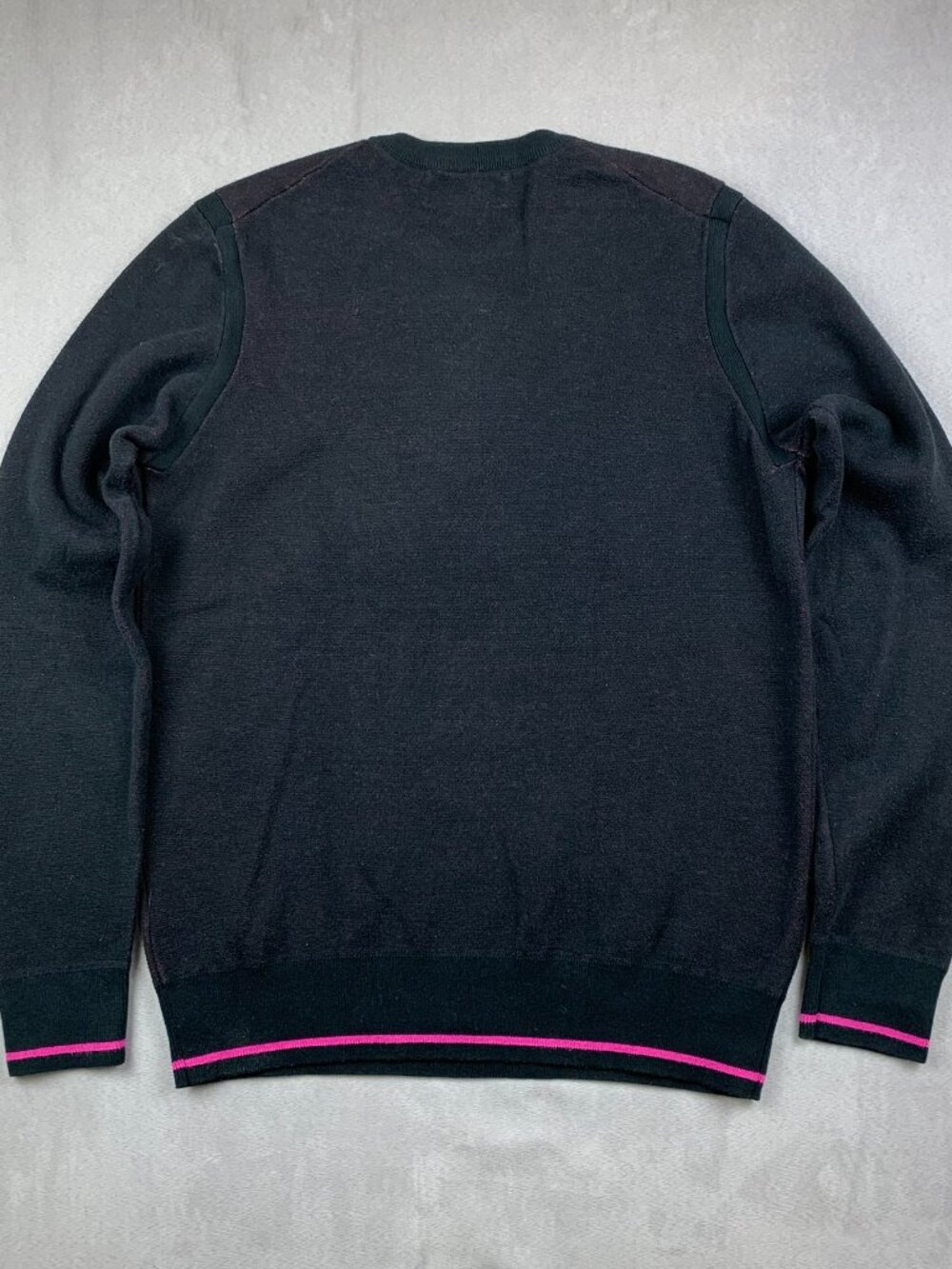 Psycho Bunny Mens Sweater Medium Black Crewneck Long Sleeve Knit Big logo Cotton - Picture 9 of 9